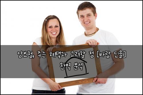 암보험, 주는 혜택과 고려할 점 [바람 딘물] 완벽 분석