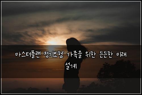 마스터플랜 정기보험: 가족을 위한 든든한 미래 설계