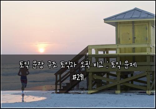 토익 문장 구조 토익과 오픽 비교 : 토익 문제 #291