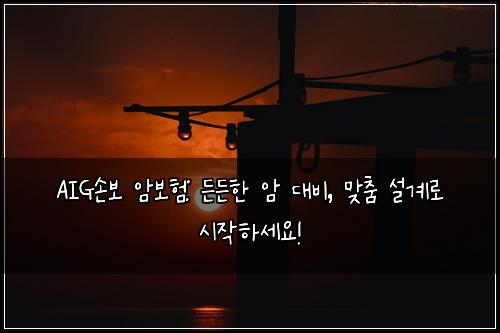  AIG손보 암보험: 든든한 암 대비, 맞춤 설계로 시작하세요!
