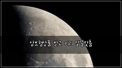 암보험상품 받고 미리 알뜰맞춤