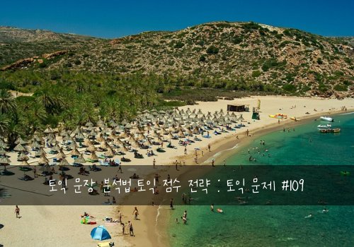 토익 문장 분석법 토익 점수 전략 : 토익 문제 #109