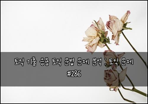 토익 기출 응용 토익 문법 문제 분석 : 토익 문제 #286