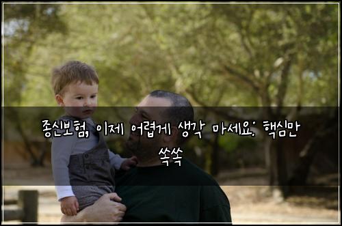  종신보험, 이제 어렵게 생각 마세요: 핵심만 쏙쏙