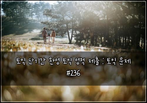 토익 단기간 완성 토익 성적 제출 : 토익 문제 #236