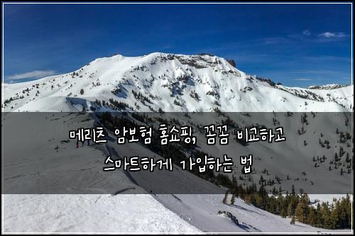 메리츠 암보험 홈쇼핑, 꼼꼼 비교하고 스마트하게 가입하는 법