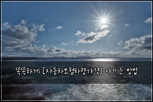  똑똑하게 [자동차보험차량가격] 아끼는 방법