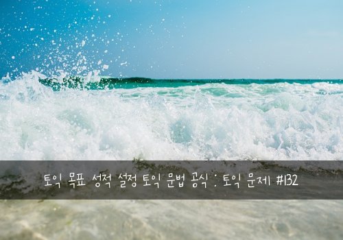 토익 목표 성적 설정 토익 문법 공식 : 토익 문제 #132