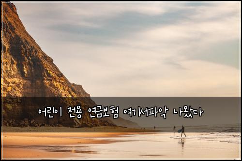 어린이 전용 연금보험 여기서파악  나왔다