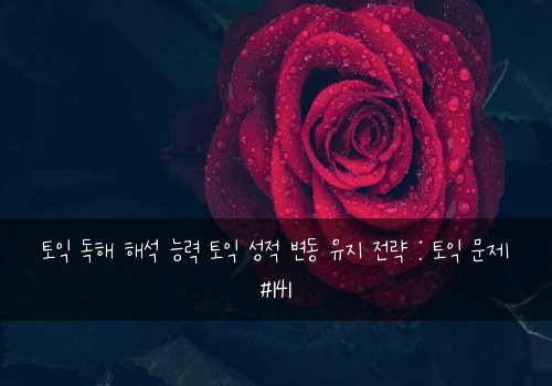 토익 독해 해석 능력 토익 성적 변동 유지 전략 : 토익 문제 #141