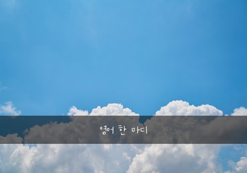 영어 한 마디