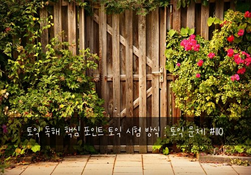 토익 독해 핵심 포인트 토익 시험 방식 : 토익 문제 #110